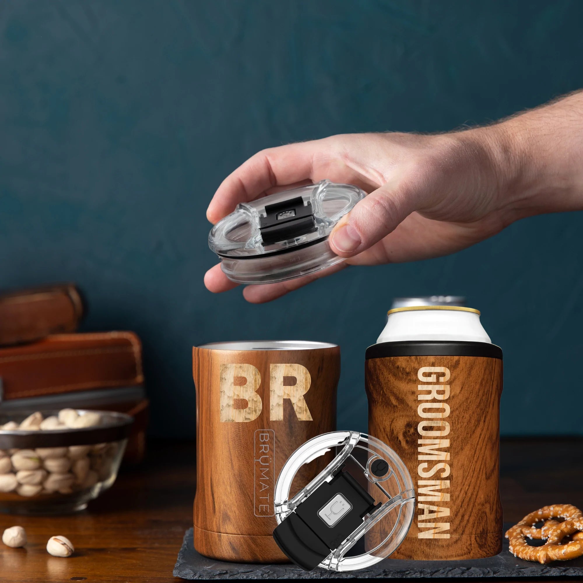 Engraved Wood Finish Koozie - Groovy Guy Gifts