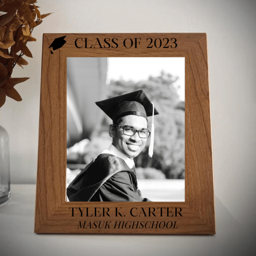 College grad personalized memory photo frame — sentimental graduation gift for him class of 2026