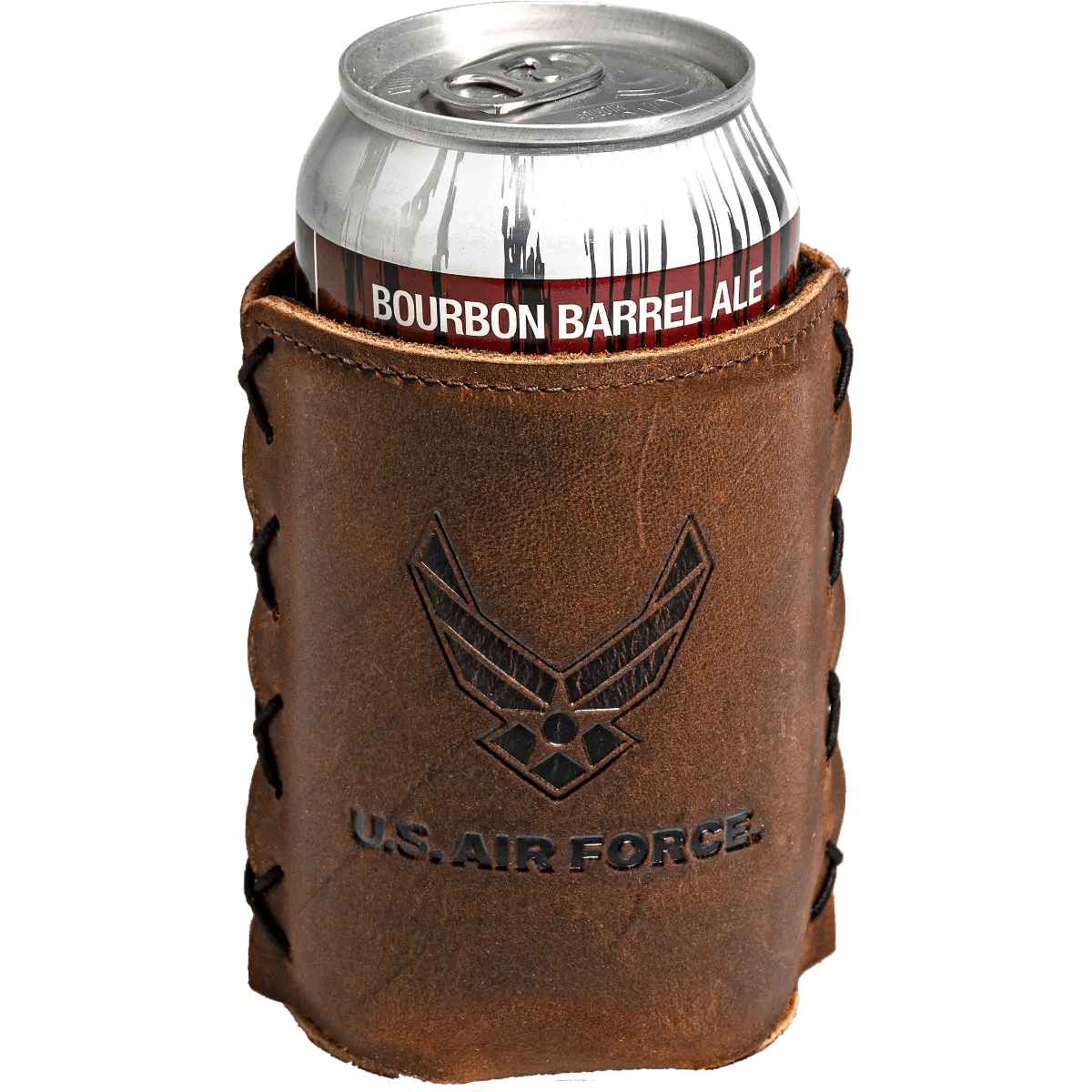 Unique Personalized Air Force Leather Koozie Customized Personalized Koozie Gifts for Men by Groovy Guy