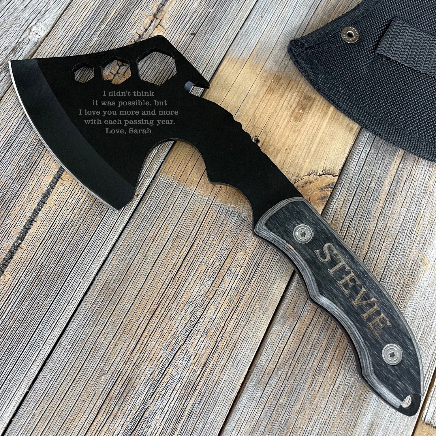 Custom Engraved Message on Anniversary Gift- Axe of Love