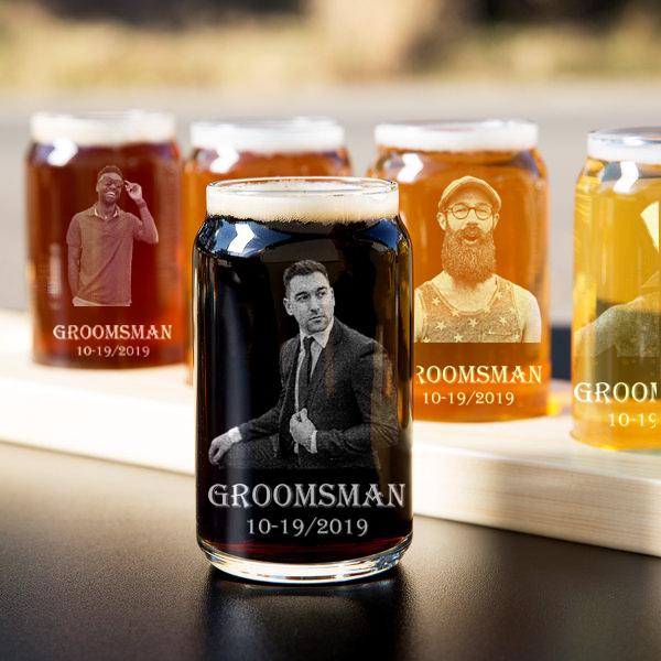 Custom engraved photo beer glass