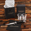 Black Handled Switch Blade with 2 Shot Glasses