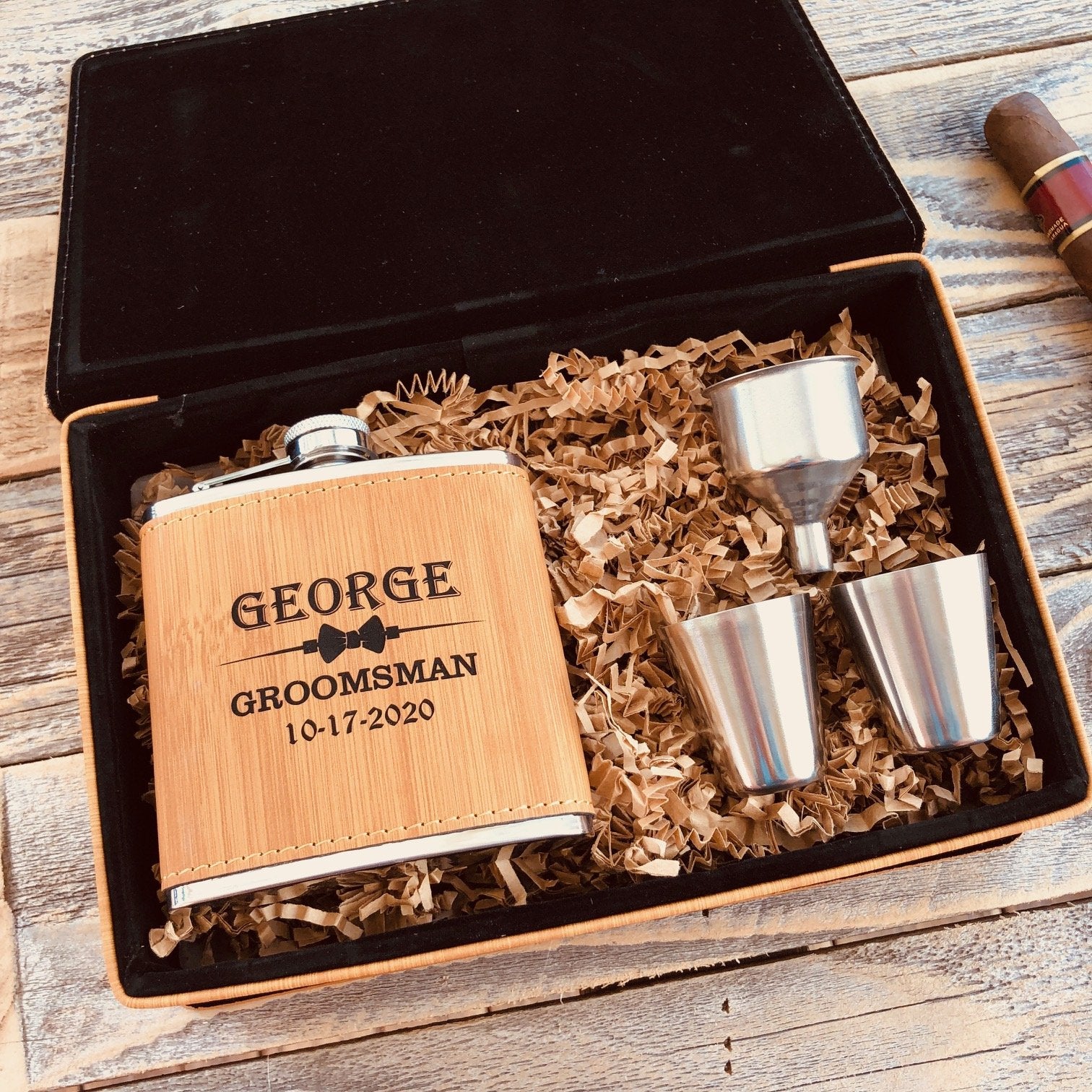 Engraved Groomsmen Shots and Flask Set