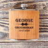 Engraved Groomsmen Bamboo Colored Shots and Flask Set