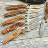 Engraved Single Blade Knife Wood Handle