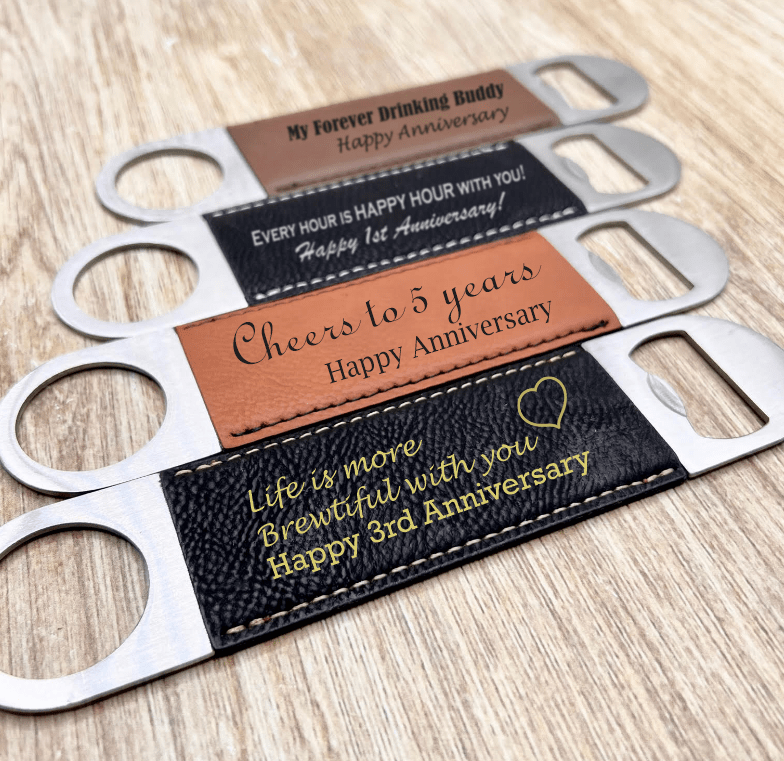 Unique Personalized Cheers To The Years Opener Customized Anniversary Gifts for Men by Groovy Guy