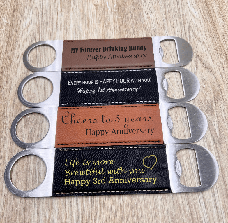 Unique Personalized Cheers To The Years Opener Customized Anniversary Gifts for Men by Groovy Guy