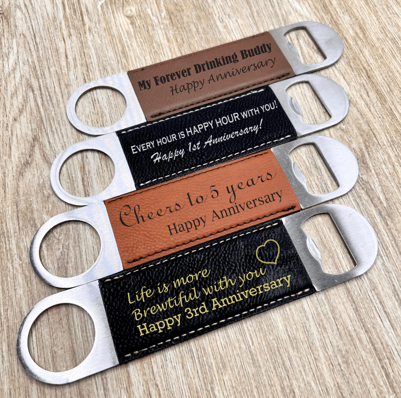 Unique Personalized Cheers To The Years Opener Customized Anniversary Gifts for Men by Groovy Guy