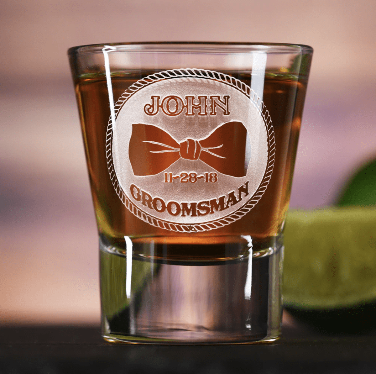 Bowtie Groomsman Shot Glass