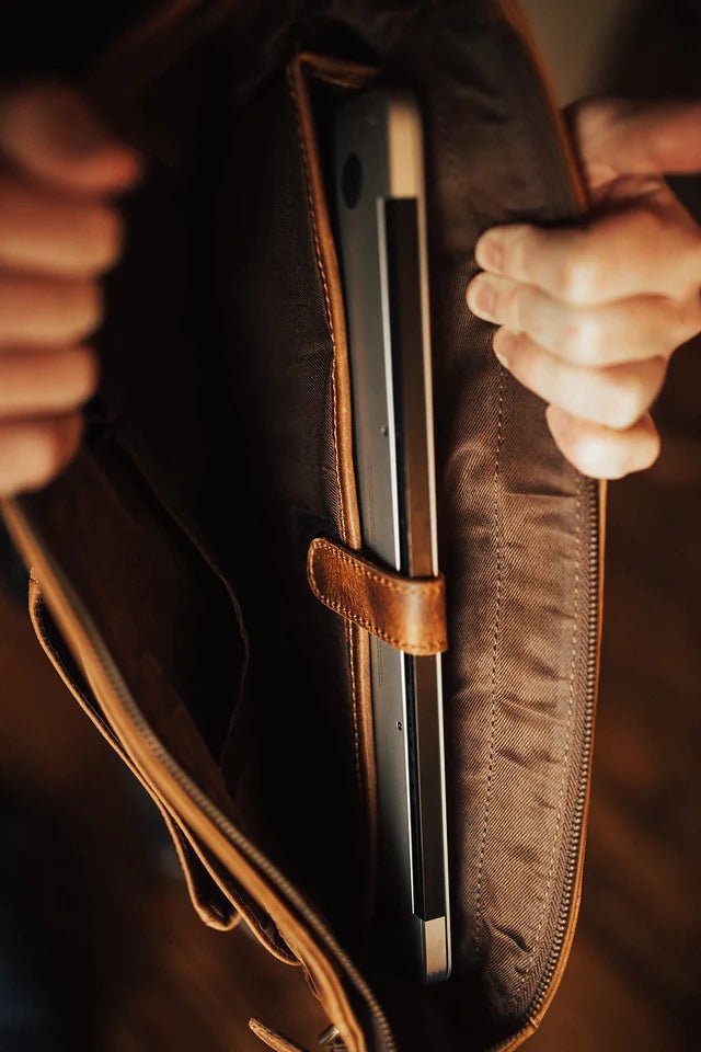 Unique Personalized Buffalo Leather Satchel Customized Messenger Bag Gifts for Men by Groovy Guy