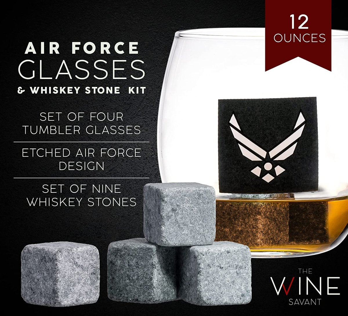 Unique Personalized Airforce Whiskey Decanter Set Customized Decanter Set Gifts for Men by Groovy Guy