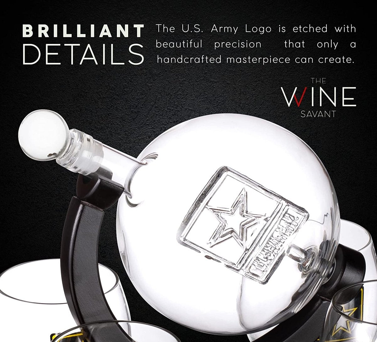 Unique Personalized Army Globe Decanter Set Customized Gifts for Men by Groovy Guy