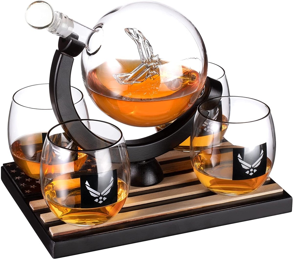 Unique Personalized Airforce Whiskey Decanter Set Customized Decanter Set Gifts for Men by Groovy Guy