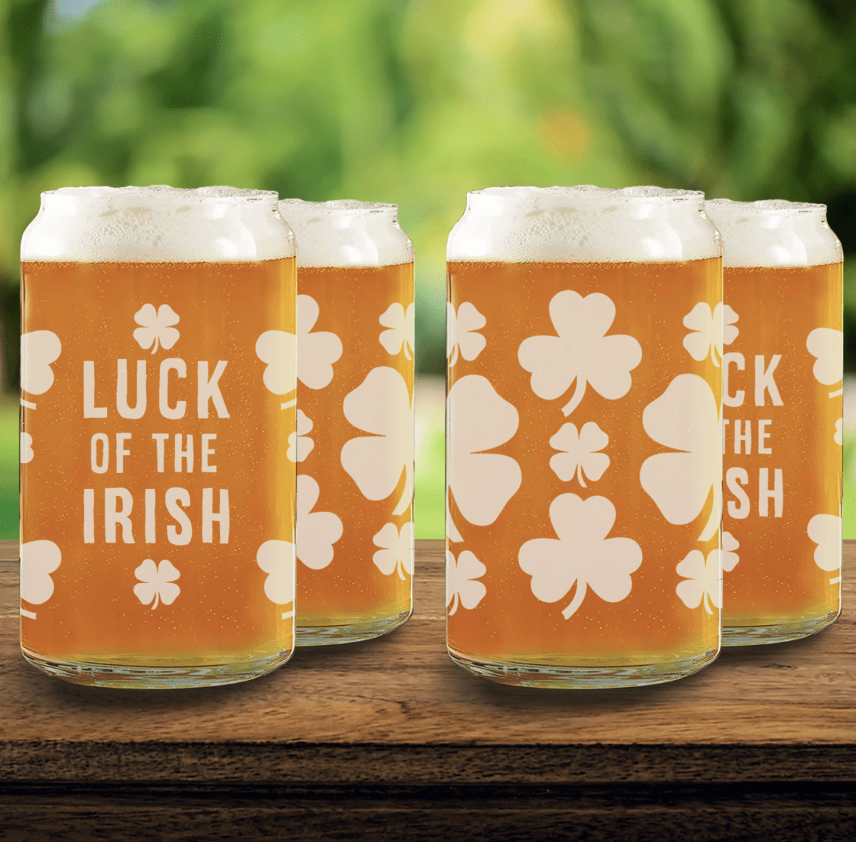 Unique Personalized Shamrock Beer Glass Customized Drinking Glass Gifts for Men by Groovy Guy