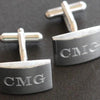Monogrammed Rectangle Silver Cuff Links
