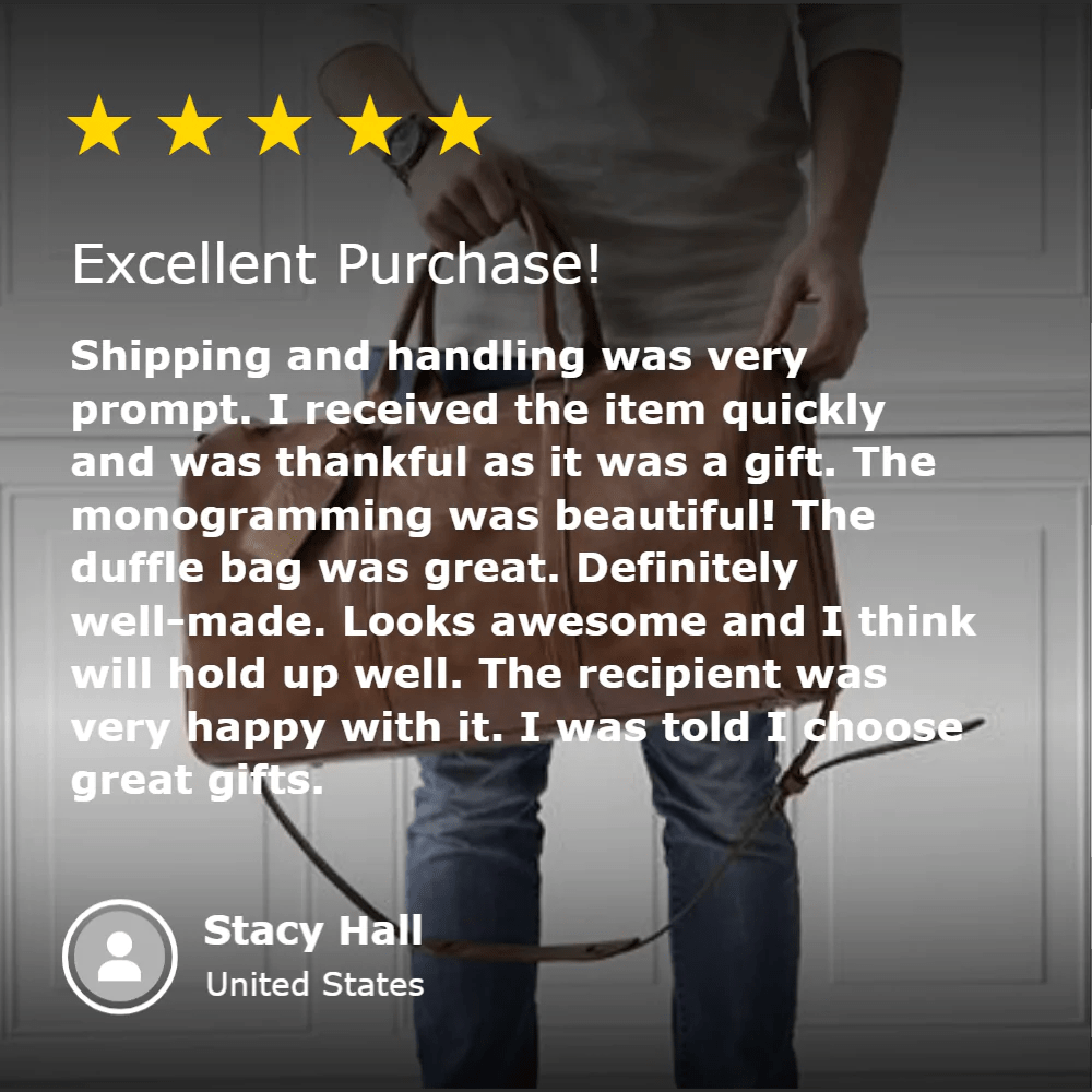 Unique Personalized Sentimental Vegan Leather Duffle Bag Customized Duffle Bag Gifts for Men by Groovy Guy