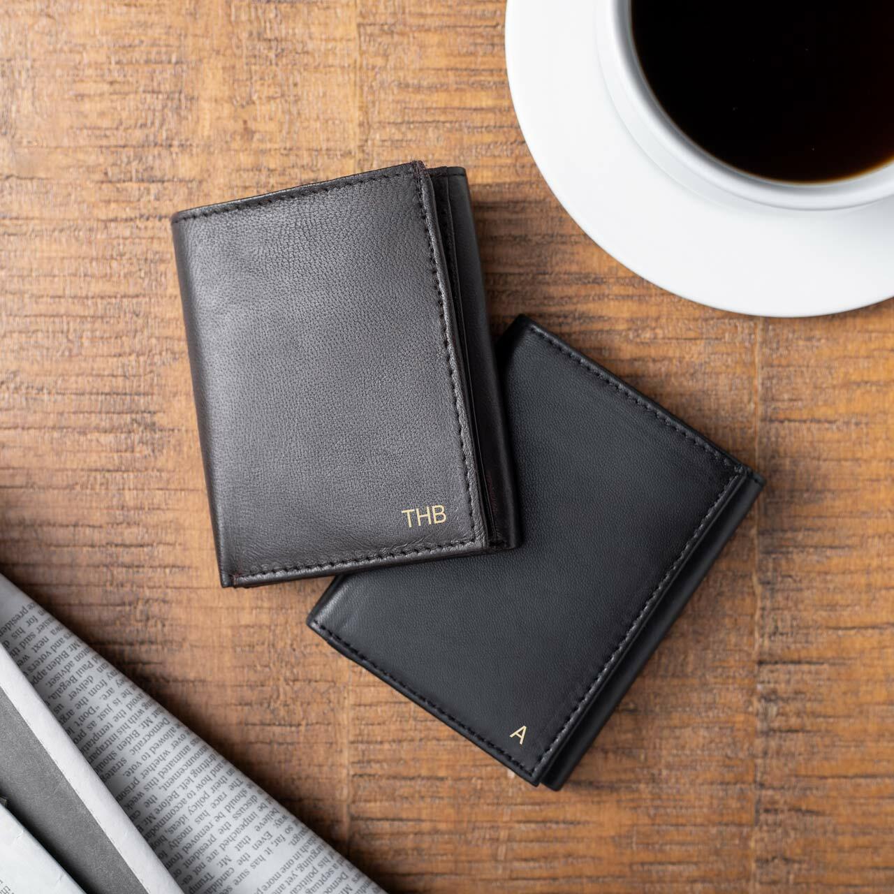Personalized Black Wallet with Initials