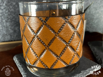 Quilt Hide Leather Wrapped Whiskey Glasses