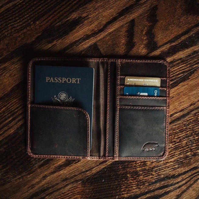 Unique Personalized Buffalo Leather Passport Wallet Customized Gifts for Men by Groovy Guy