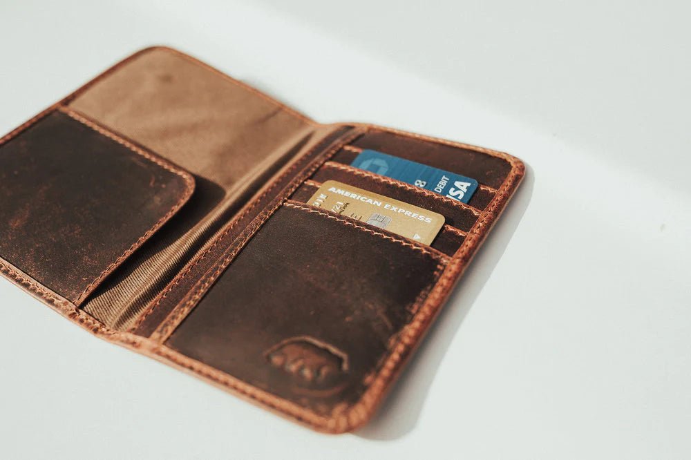 Unique Personalized Buffalo Leather Passport Wallet Customized Gifts for Men by Groovy Guy