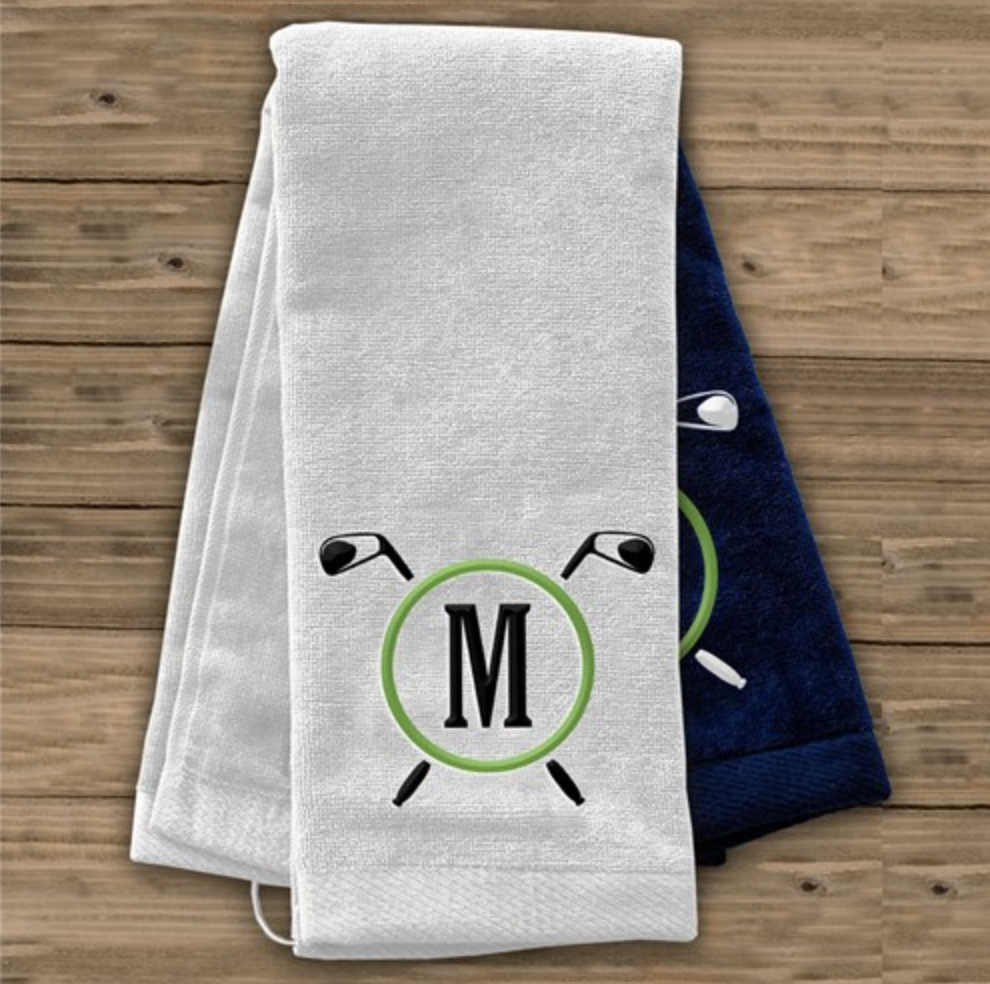 embroidered golf towel
