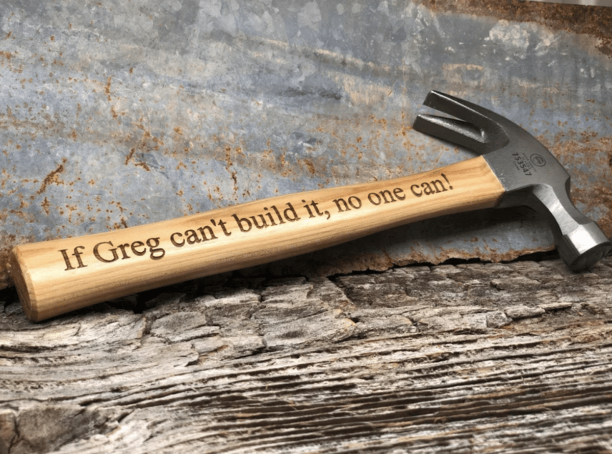 engraved wooden hammer