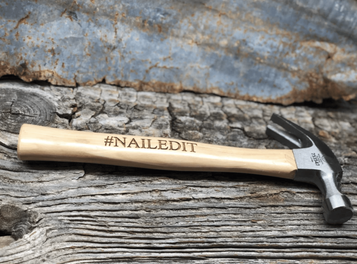 engraved wooden hammer