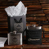 Engraved Small Stainless Steel Flask with Draw String Bag