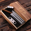 Personalized Cigar Holder Set with gift box, flask, and cigar cutter