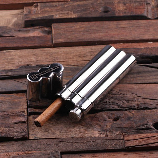 Personalized Cigar Holder with cigar in holder