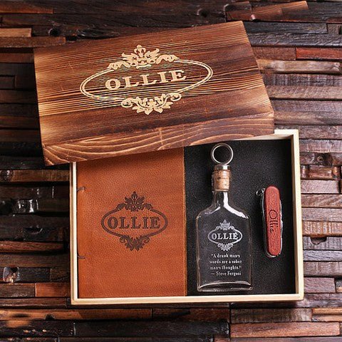Engraved Flask & Pocket Knife Combo Set