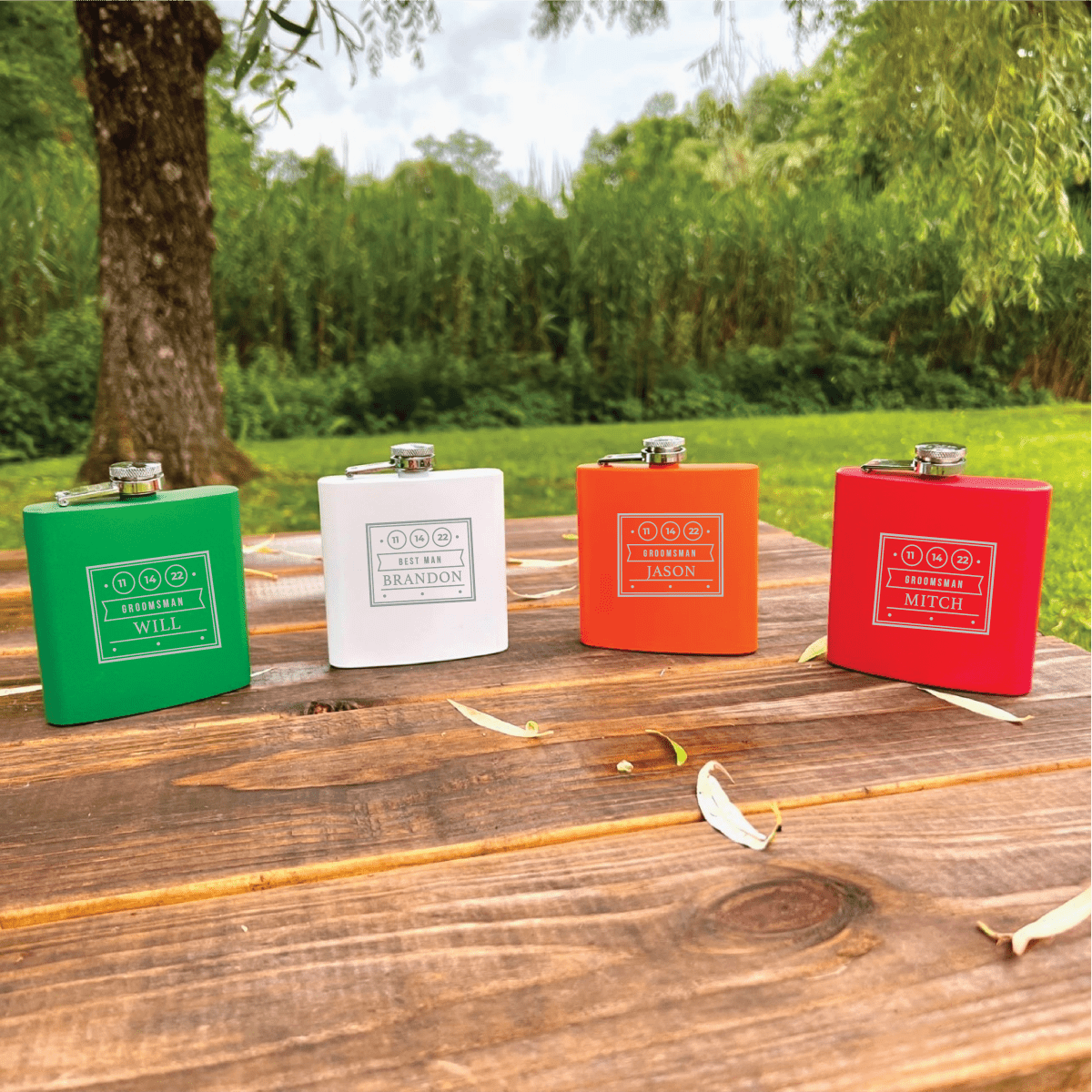 Unique Personalized Colorful Custom Flask Customized Flasks Gifts for Men by Groovy Guy