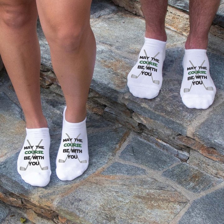 Unique Personalized May The Course Be With You Socks Customized Socks Gifts for Men by Groovy Guy