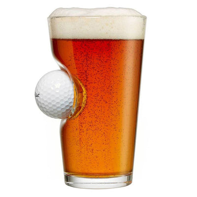 Golf Ball Pint Glass | 16 oz Golf Ball Beer Glass with Real Golf Ball