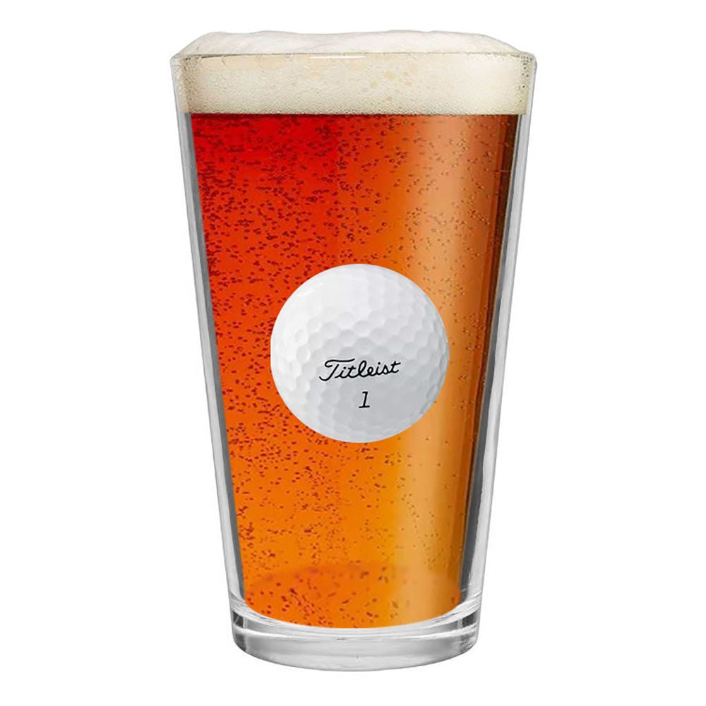 Golf Ball Pint Glass | 16 oz Golf Ball Beer Glass with Real Golf Ball ...