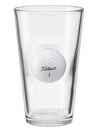Golf Ball Pint Glass | 16 oz Golf Ball Beer Glass with Real Golf Ball