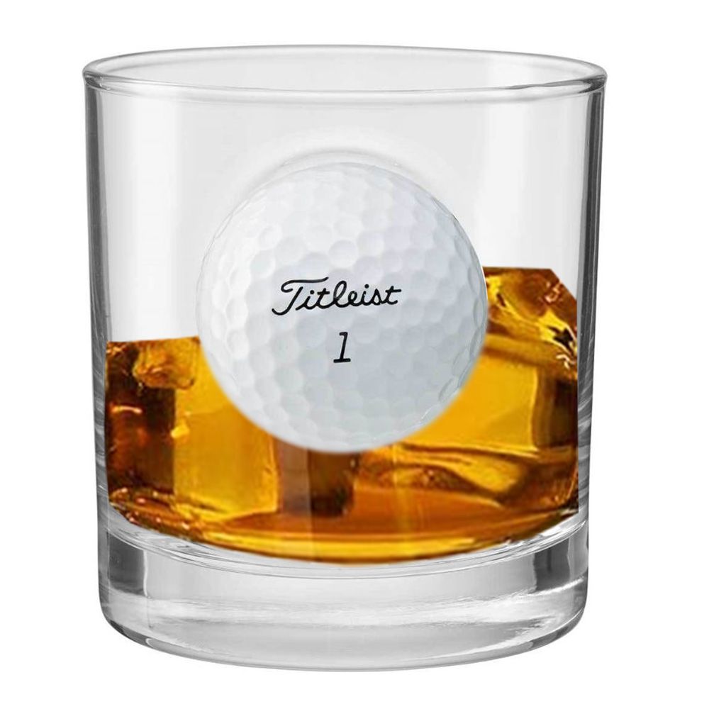 Golf Ball Rocks Glass for Men | 10 oz Whiskey Glass with Real Golf Ball ...