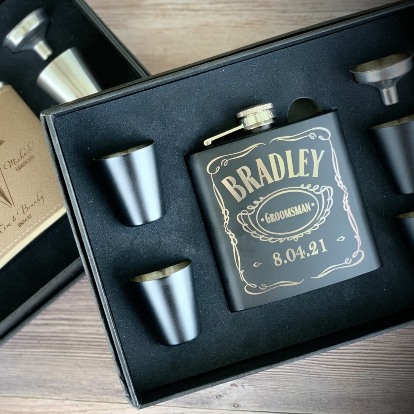 personalized flask set