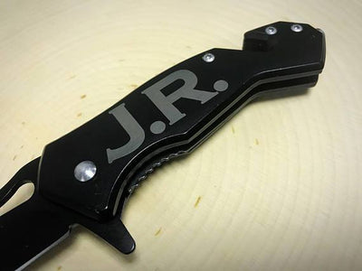 Personalized Black Spring Assisted Knife