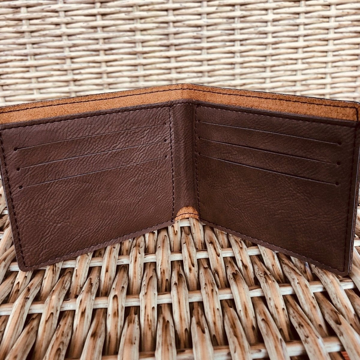 Engraved Brown Leather Wallet
