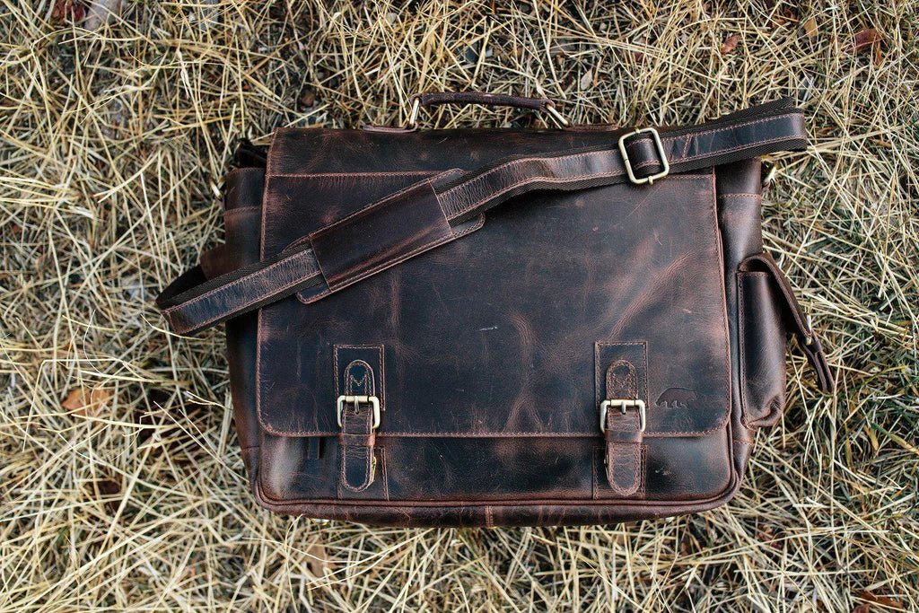 Unique Personalized Top Grain Leather Messenger Customized Messenger Bag Gifts for Men by Groovy Guy