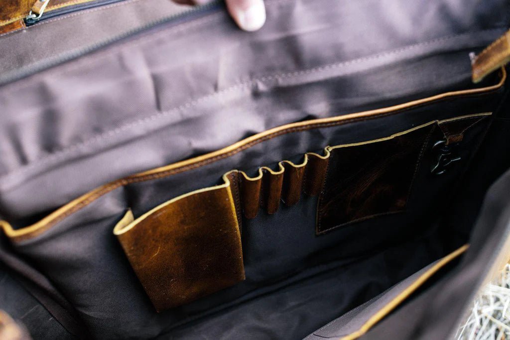 Unique Personalized Top Grain Leather Messenger Customized Messenger Bag Gifts for Men by Groovy Guy