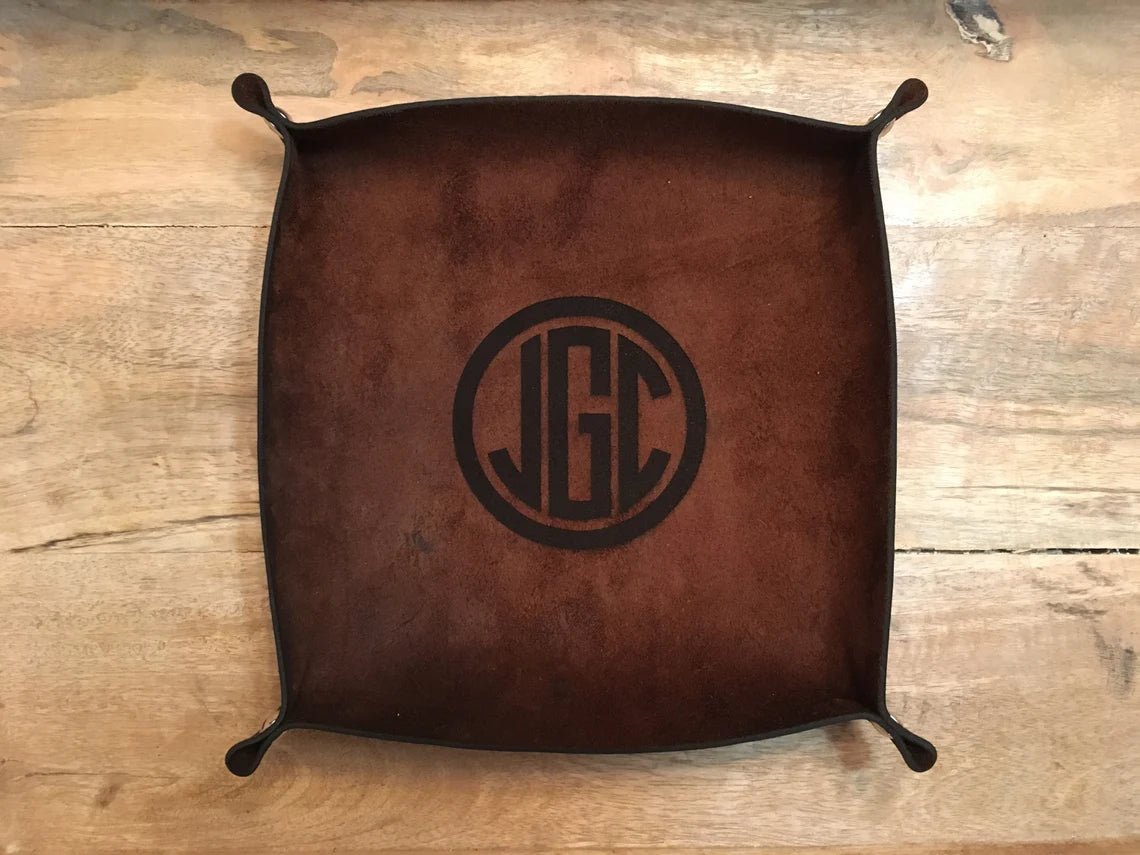 Unique Personalized Monogrammed Valet Tray For Men Customized Anniversary Gifts for Men by Groovy Guy