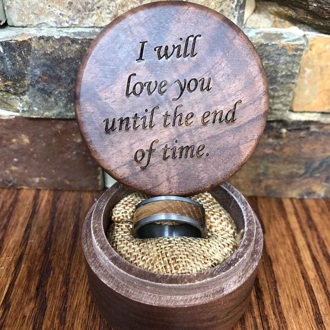 Unique Personalized Tungsten and Barrel Wood Ring Customized Ring Gifts for Men by Groovy Guy