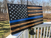 Thin Blue Line Wooden Flag