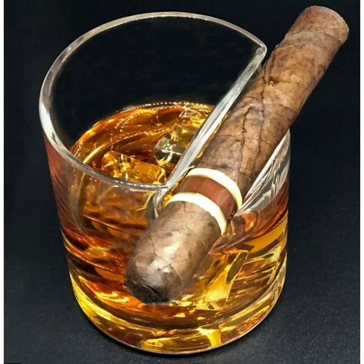 Unique Personalized Cigar Holder Whiskey Glasses Set Customized Gifts for Men by Groovy Guy