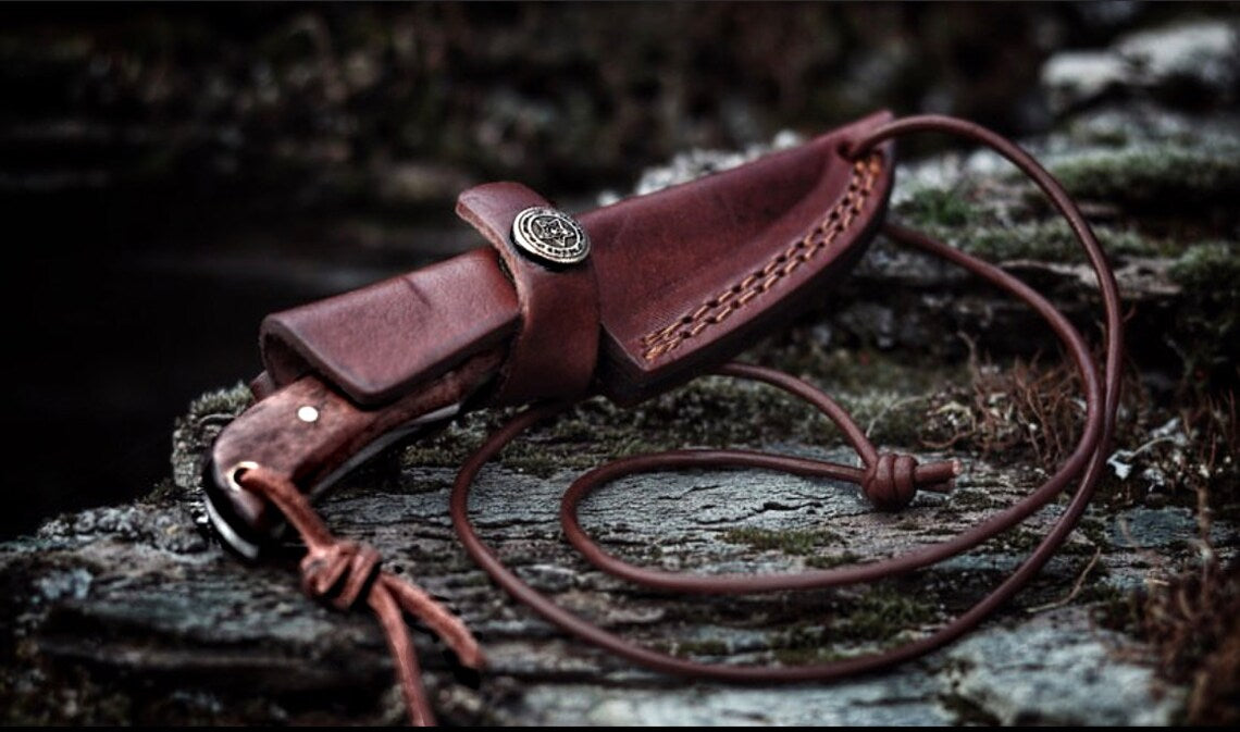 Neck Knife with Forged Scales - Groovy Guy Gifts