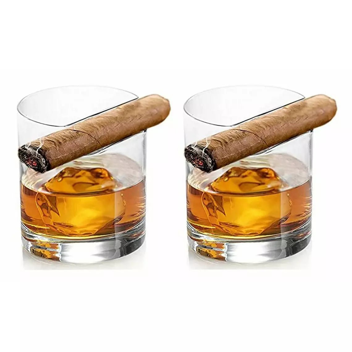 Unique Personalized Cigar Holder Whiskey Glasses Set Customized Gifts for Men by Groovy Guy