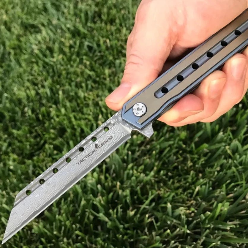 Unique Personalized Damascus Steel Pocket Knife Customized Knives Gifts for Men by Groovy Guy