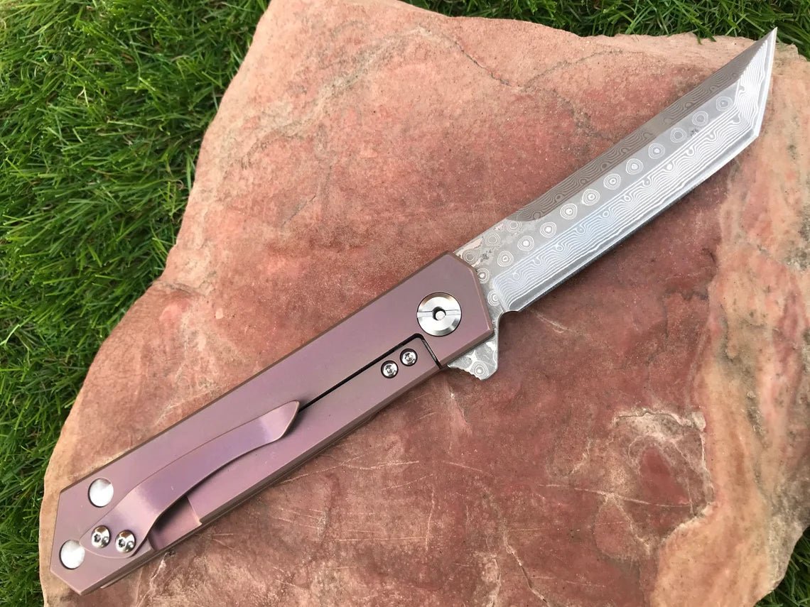 Unique Personalized Sharp Damascus Steel Tanto Blade Customized Knives Gifts for Men by Groovy Guy